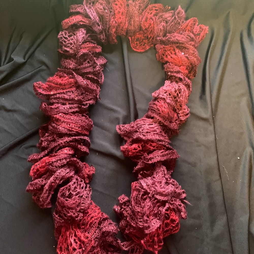 Elegant Red Ruffled Scarf